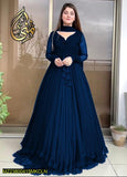 Two Layer Border Front Back Lace work Long Flare Maxi With Plain Duptta 3 PCs
