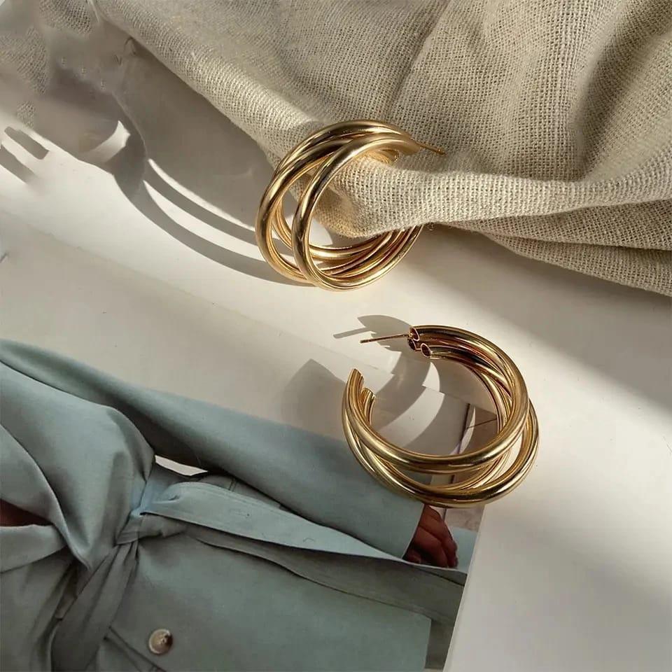 TRI Hoop Gold Plated Earings