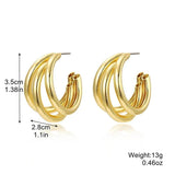 TRI Hoop Gold Plated Earings